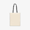 natural cotton bag with black handles and trims