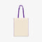 natural cotton bag with purple handles and trims