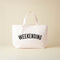 Oversized canvas tote with “weekedning” text, extra large 45x68x15cm